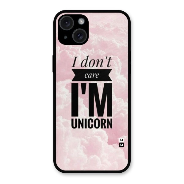 Dont Care Unicorn Metal Back Case for iPhone 15 Plus