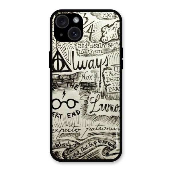 Doodle Art Metal Back Case for iPhone 15 Plus