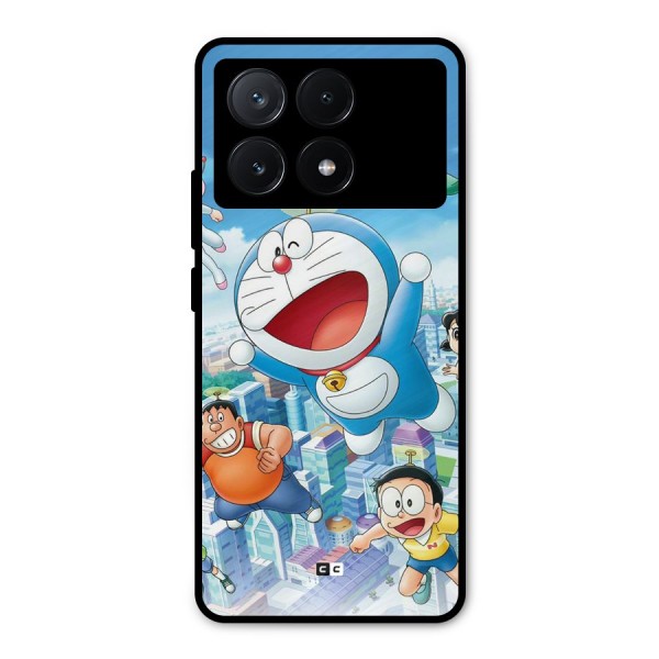 Doremon Flying Metal Back Case for Poco X6 Pro