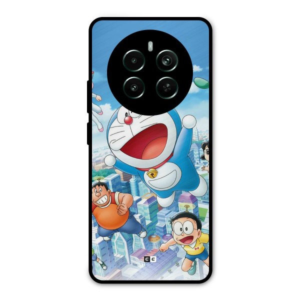 Doremon Flying Metal Back Case for Realme 12 Pro Plus