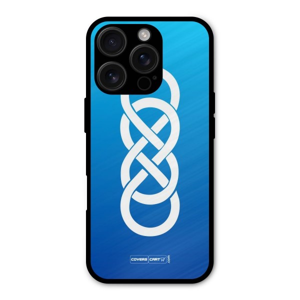 Double Infinity Blue Metal Back Case for iPhone 16 Pro