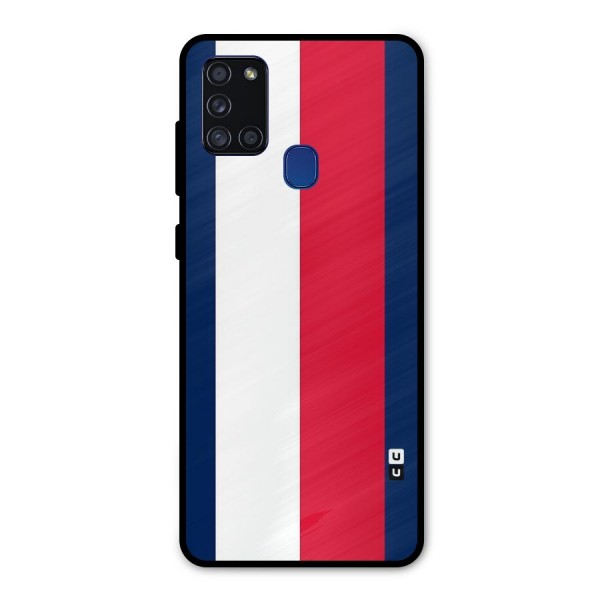 Electric Colors Stripe Metal Back Case for Galaxy A21s