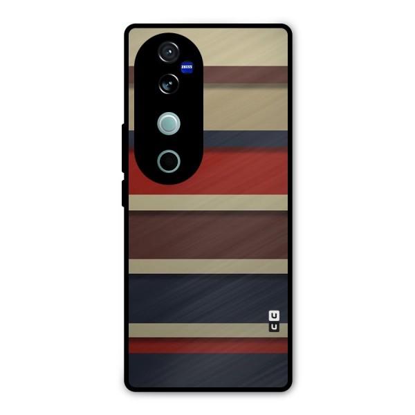 Elegant Stripes Pattern Metal Back Case for Vivo V40 Pro