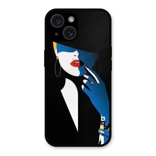 Elegant Woman Metal Back Case for iPhone 15