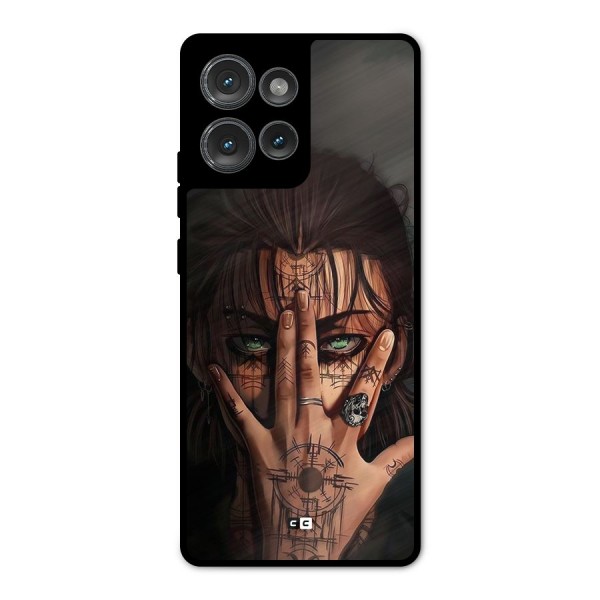 Eren Yeager Illustration Metal Back Case for Motorola Edge 50
