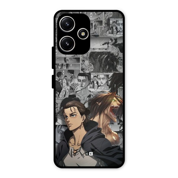 Eren Yeager Manga Metal Back Case for Redmi 12 5G