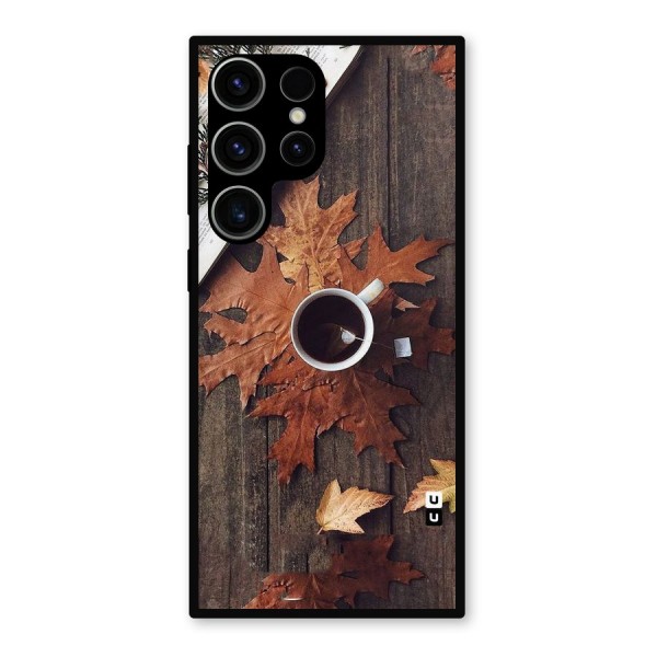 Fall Leaf Coffee Metal Back Case for Galaxy S23 Ultra