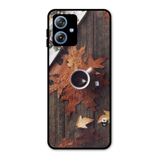 Fall Leaf Coffee Metal Back Case for Moto G54