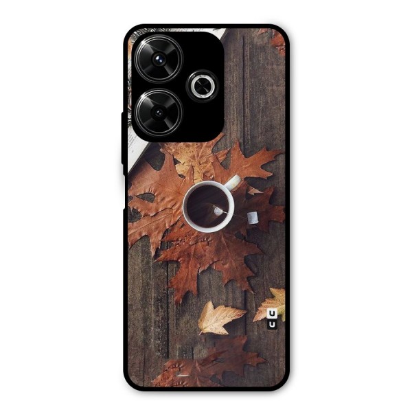 Fall Leaf Coffee Metal Back Case for Poco M6 Plus