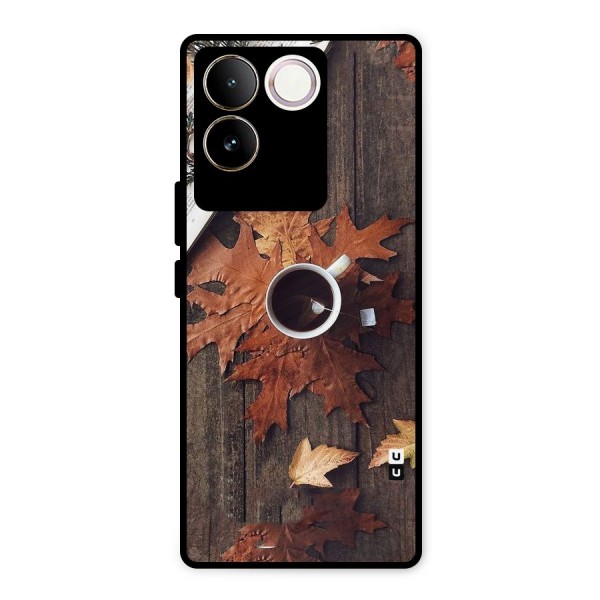 Fall Leaf Coffee Metal Back Case for iQOO Z7 Pro