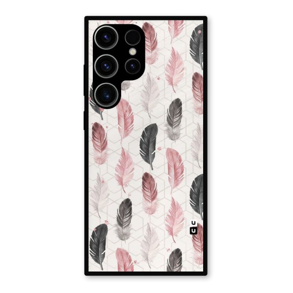 Feather Line Pattern Metal Back Case for Galaxy S23 Ultra
