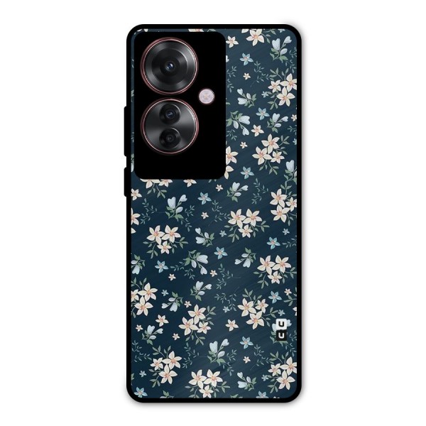 Floral Blue Bloom Metal Back Case for Oppo F25 Pro