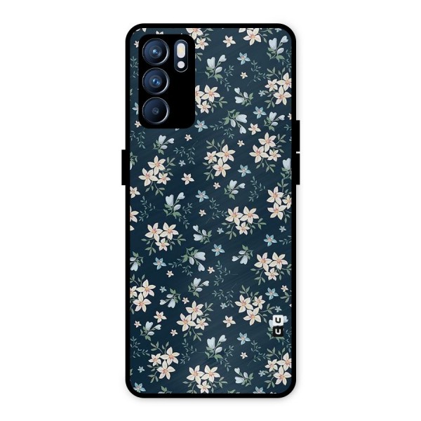 Floral Blue Bloom Metal Back Case for Oppo Reno6 5G