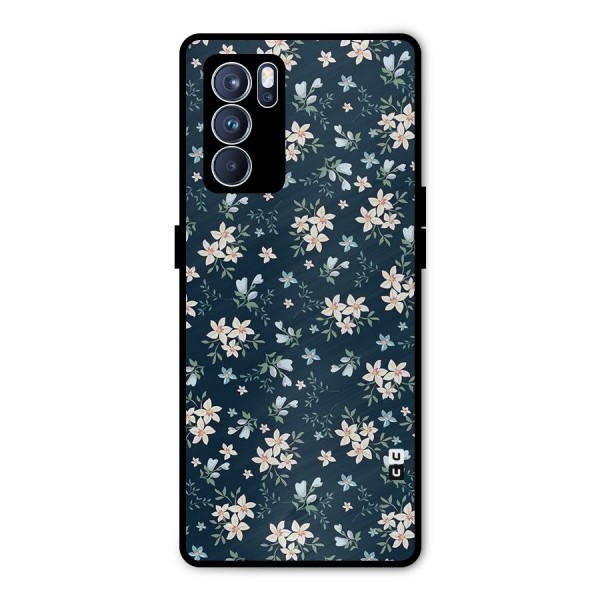 Floral Blue Bloom Metal Back Case for Oppo Reno6 Pro 5G