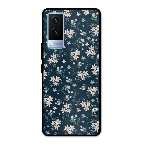 Floral Blue Bloom Metal Back Case for Vivo V21e 5G