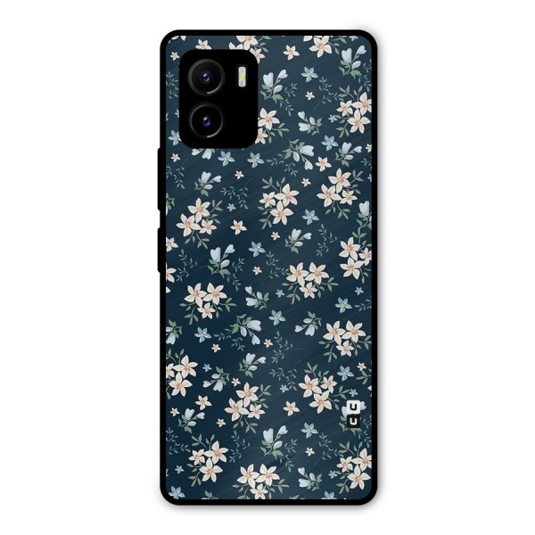 Floral Blue Bloom Metal Back Case for Vivo Y15s