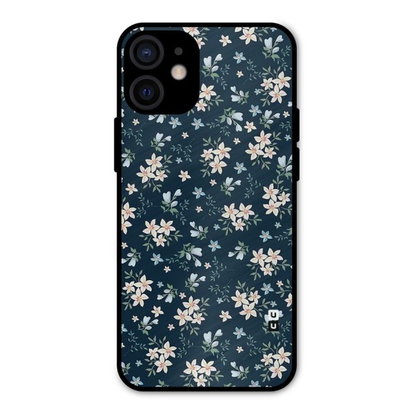 Floral Blue Bloom Metal Back Case for iPhone 12 Mini