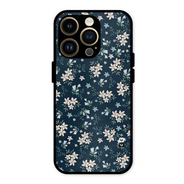 Floral Blue Bloom Metal Back Case for iPhone 14 Pro