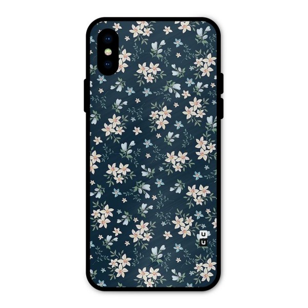 Floral Blue Bloom Metal Back Case for iPhone X