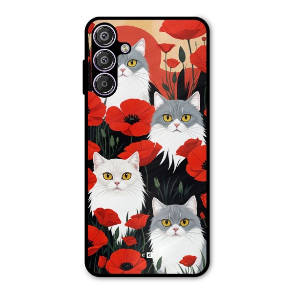 Floral Cat Metal Back Case for Galaxy F15