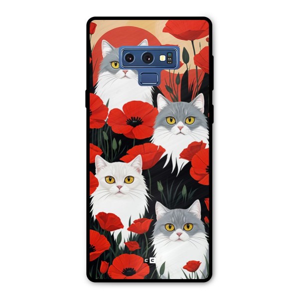 Floral Cat Metal Back Case for Galaxy Note 9