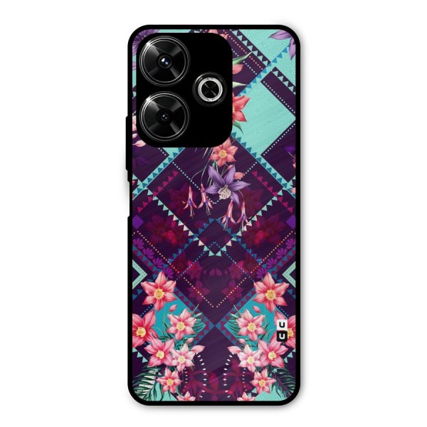 Floral Diamonds Metal Back Case for Poco M6 Plus