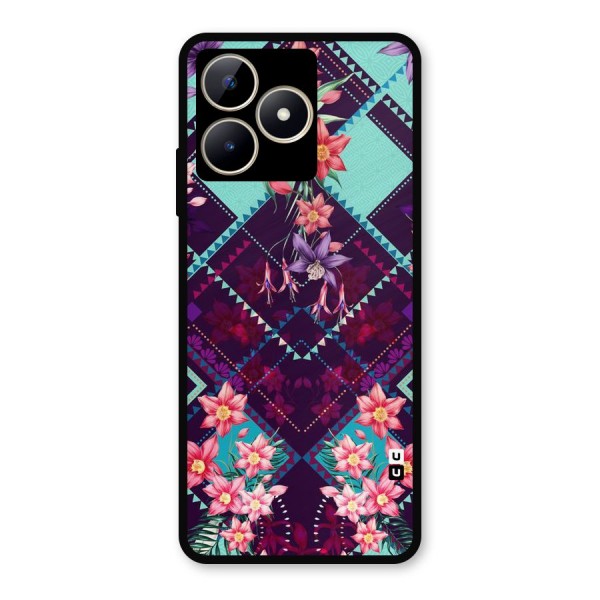 Floral Diamonds Metal Back Case for Realme C53
