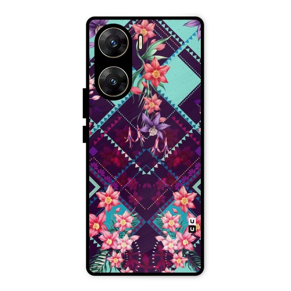 Floral Diamonds Metal Back Case for Vivo V29e