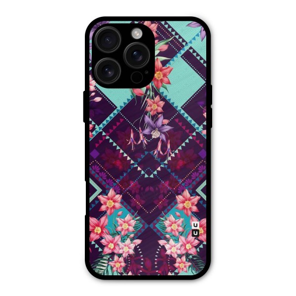 Floral Diamonds Metal Back Case for iPhone 16 Pro Max