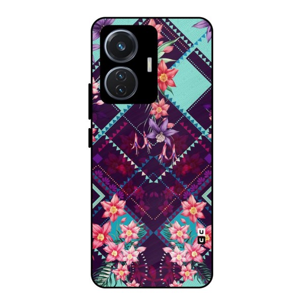 Floral Diamonds Metal Back Case for iQOO Z6 44W
