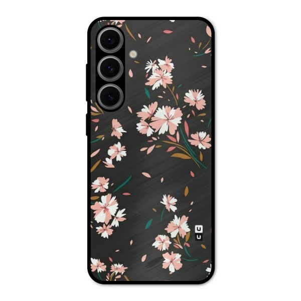 Floral Petals Peach Metal Back Case for Galaxy S24 FE