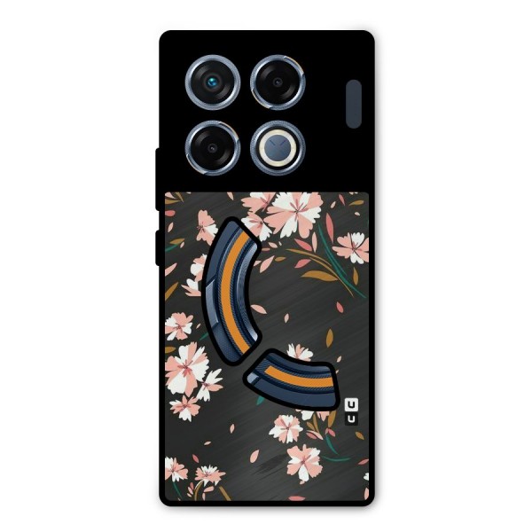 Floral Petals Peach Metal Back Case for Infinix GT 20 Pro