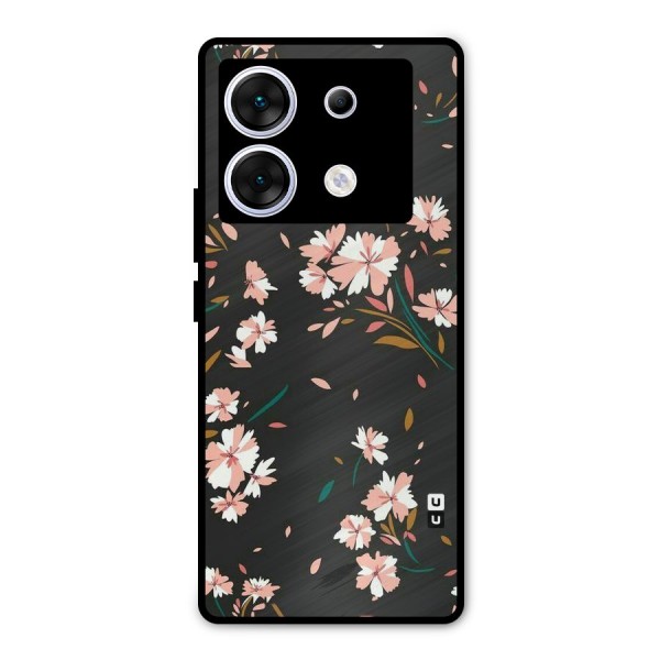 Floral Petals Peach Metal Back Case for Infinix Zero 30 5G