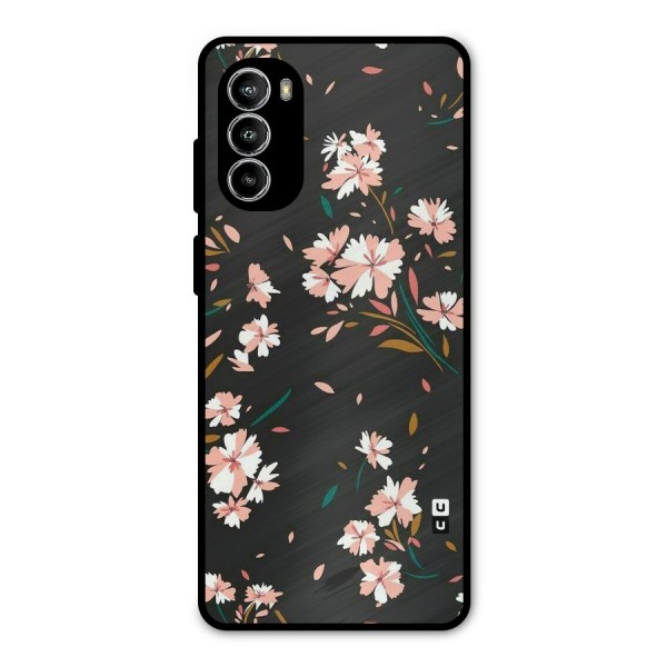 Floral Petals Peach Metal Back Case for Moto G52