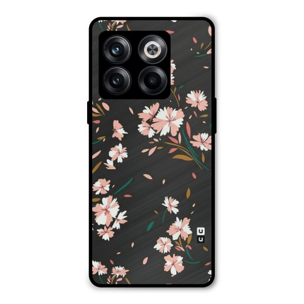 Floral Petals Peach Metal Back Case for OnePlus 10T
