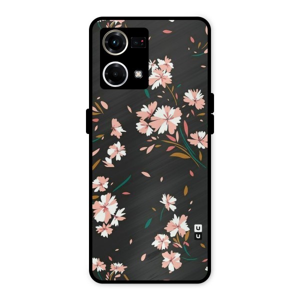 Floral Petals Peach Metal Back Case for Oppo F21 Pro 4G
