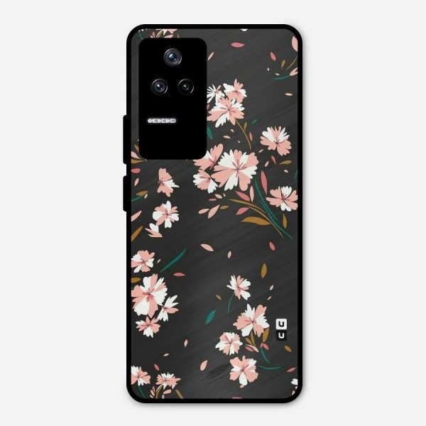 Floral Petals Peach Metal Back Case for Poco F4 5G