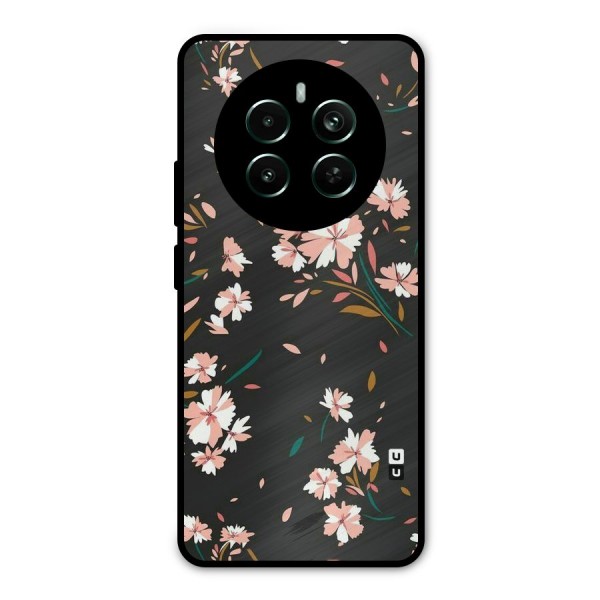 Floral Petals Peach Metal Back Case for Realme 12 Pro Plus