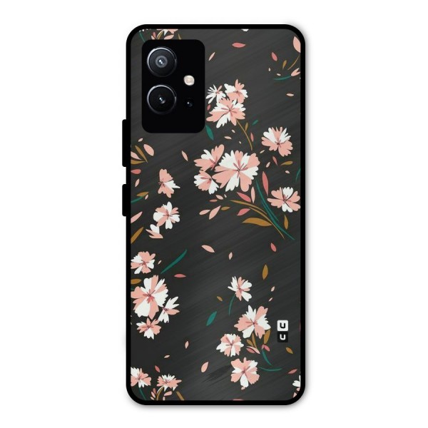 Floral Petals Peach Metal Back Case for Vivo T1 5G