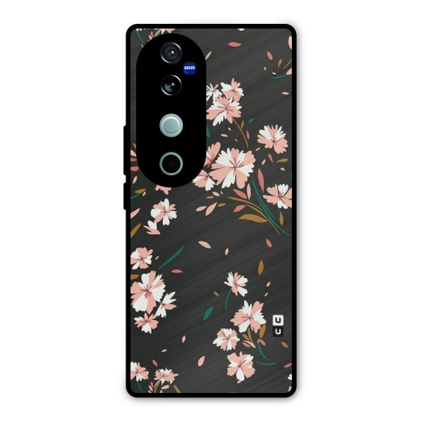 Floral Petals Peach Metal Back Case for Vivo V40