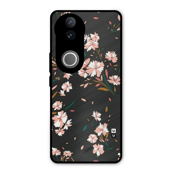 Floral Petals Peach Metal Back Case for Vivo V50e