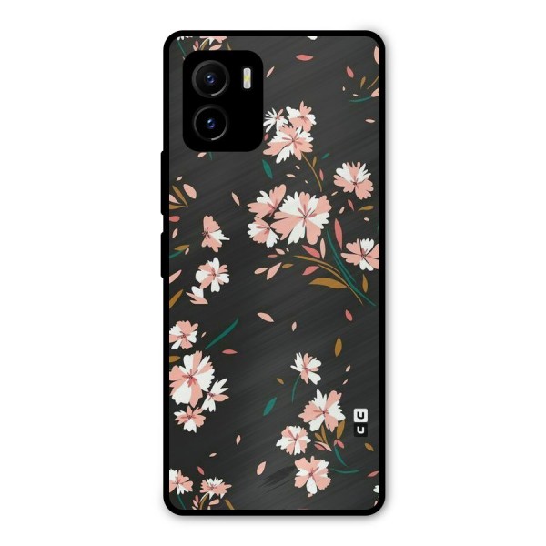Floral Petals Peach Metal Back Case for Vivo Y15s