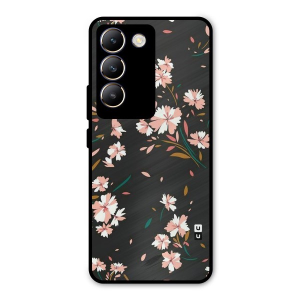 Floral Petals Peach Metal Back Case for Vivo Y200e