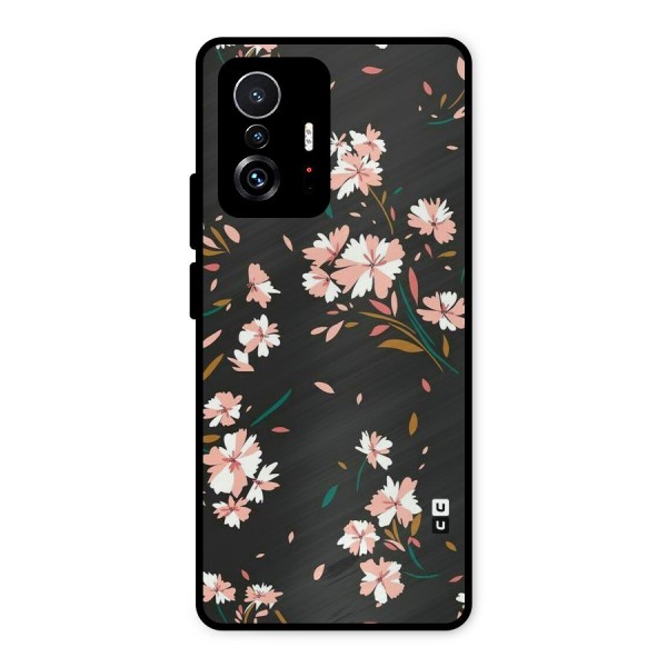 Floral Petals Peach Metal Back Case for Xiaomi 11T Pro