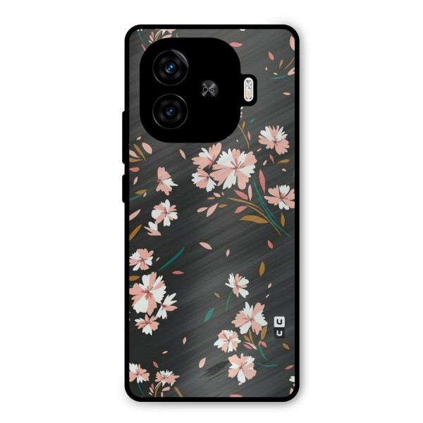 Floral Petals Peach Metal Back Case for iQOO Z9 Turbo