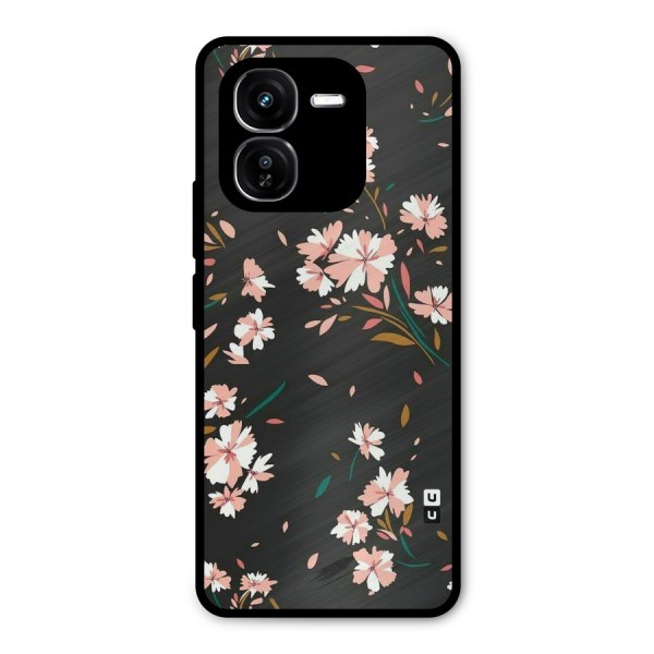 Floral Petals Peach Metal Back Case for iQOO Z9x