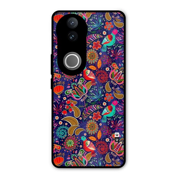 Floral Seamless Pattern Spring Flowers Metal Back Case for Vivo V50e