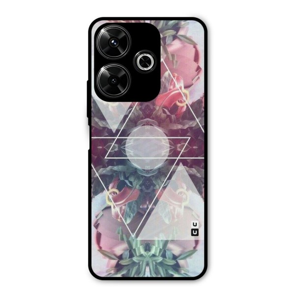 Floral Triangle Metal Back Case for Poco M6 Plus