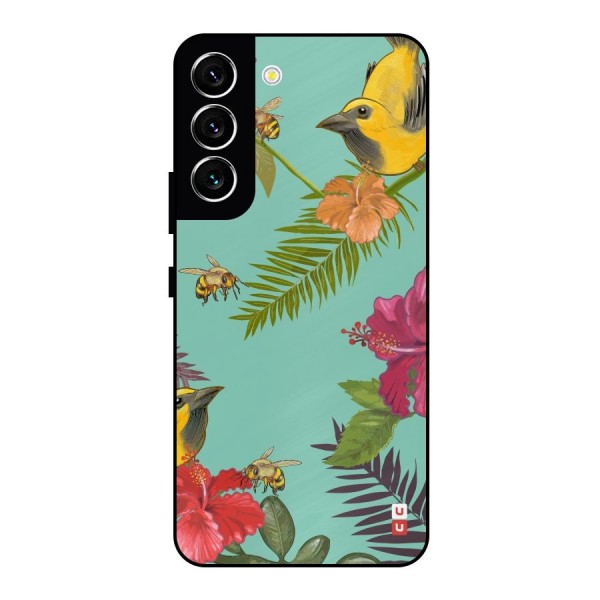 Flower Bird and Bee Metal Back Case for Galaxy S22 5G