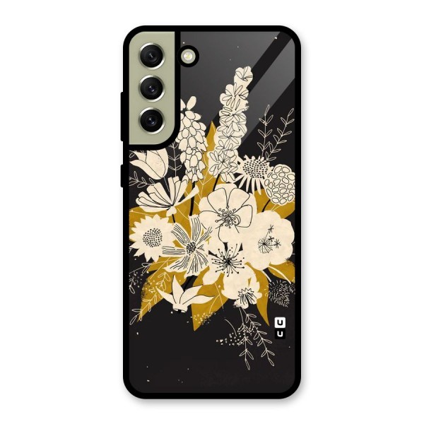 Flower Drawing Metal Back Case for Galaxy S21 FE 5G (2023)